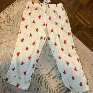 J. Crew Cream Pajama Pants with Red Heart Print